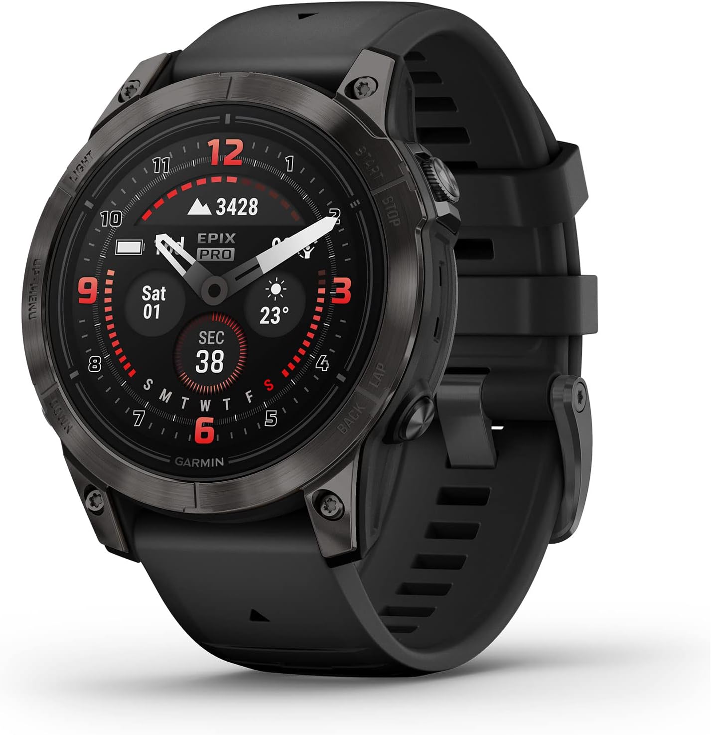 Garmin epix Pro (Gen 2) Sapphire Edition, 47 мм, Carbon Gray DLC Titanium, чёрный ремешок