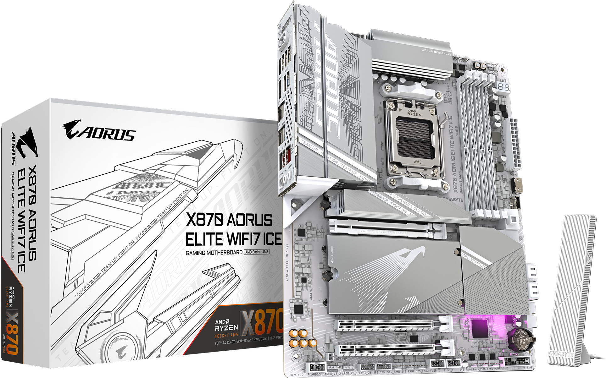 Материнская плата GIGABYTE X870 AORUS ELITE WIFI7 ICE (Socket AM5, AMD X870, DDR5, White)
