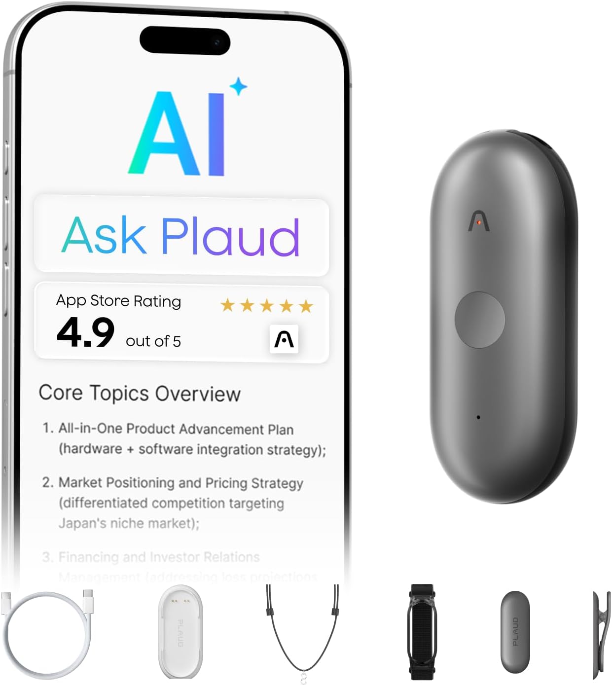 Plaud NotePin S AI Voice Recorder Black
