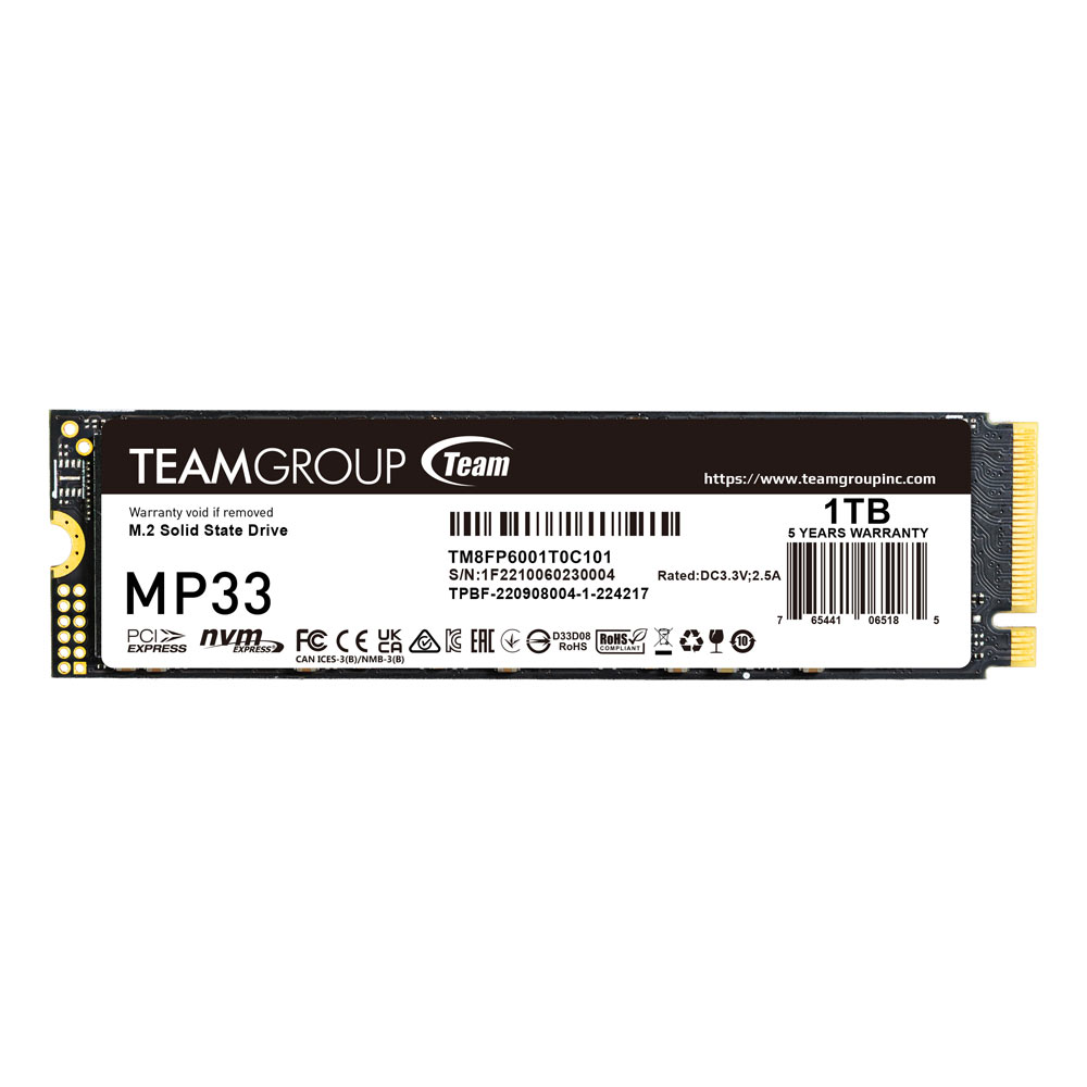 TEAMGROUP MP33 1 ТБ, M.2 2280 NVMe PCIe Gen3x4 (TM8FP6001T0C101)
